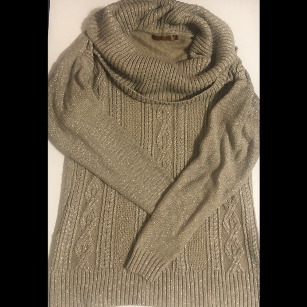 Tan shimmery cowl neck sweater by Belldini - Picture 7 of 7